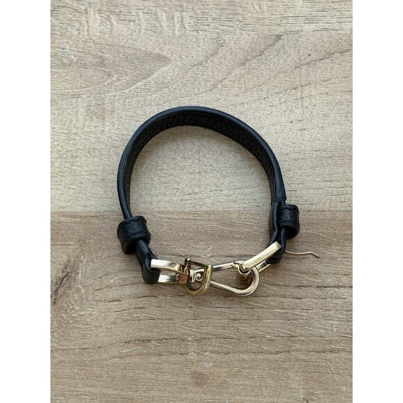 Michael Kors Jewelry - Michael Kors Black Leather Gold Hardware Horsebit Buckle Bracelet